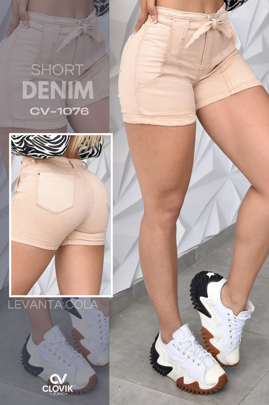 SHORT DENIM COLOR CAQUI CLOVIX REF. CV-1076