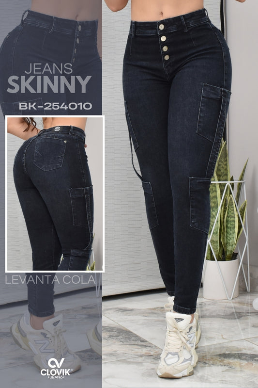 JEANS SKINNY, ESTILO CARGO HORMA PERFECTA REF. BK-254010