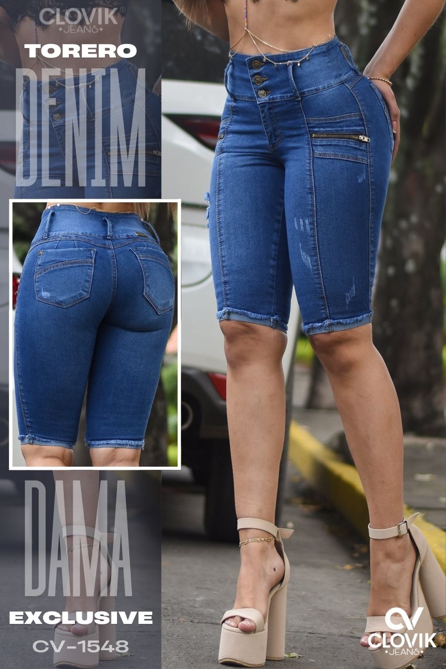 para dama jeans toreros levanta cola