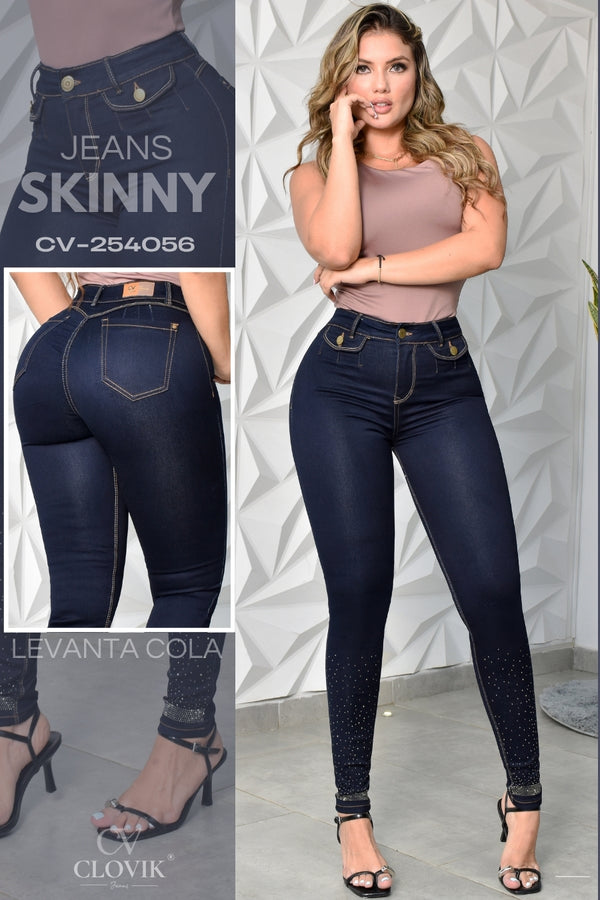 JEANS SKINNY PUSH UP CON CRISTALES REF. CV-254056