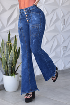 JEANS BOTA ANCHA PUSH UP REF. CV-40914
