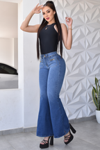 JEANS BOTA ANCHA PUSH UP REF. CV-40916