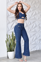 JEANS BOTA ANCHA PUSH UP REF. CV-40909