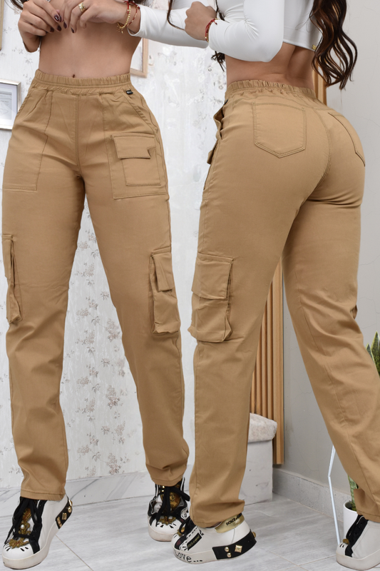 JEANS JOGGER CARGO MANTECADO REF. BK-40172