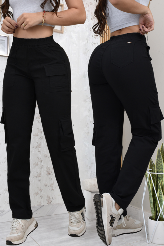 JEANS JOGGER CARGO NEGRO REF. BK-40174