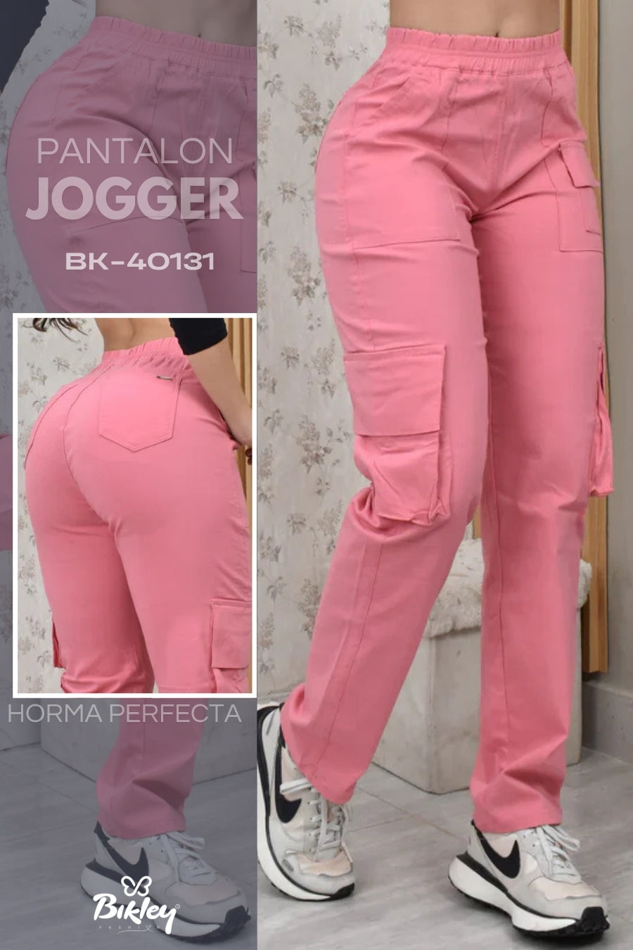 PANTALON JOGGER CARGO ROSA REF. BK-40131