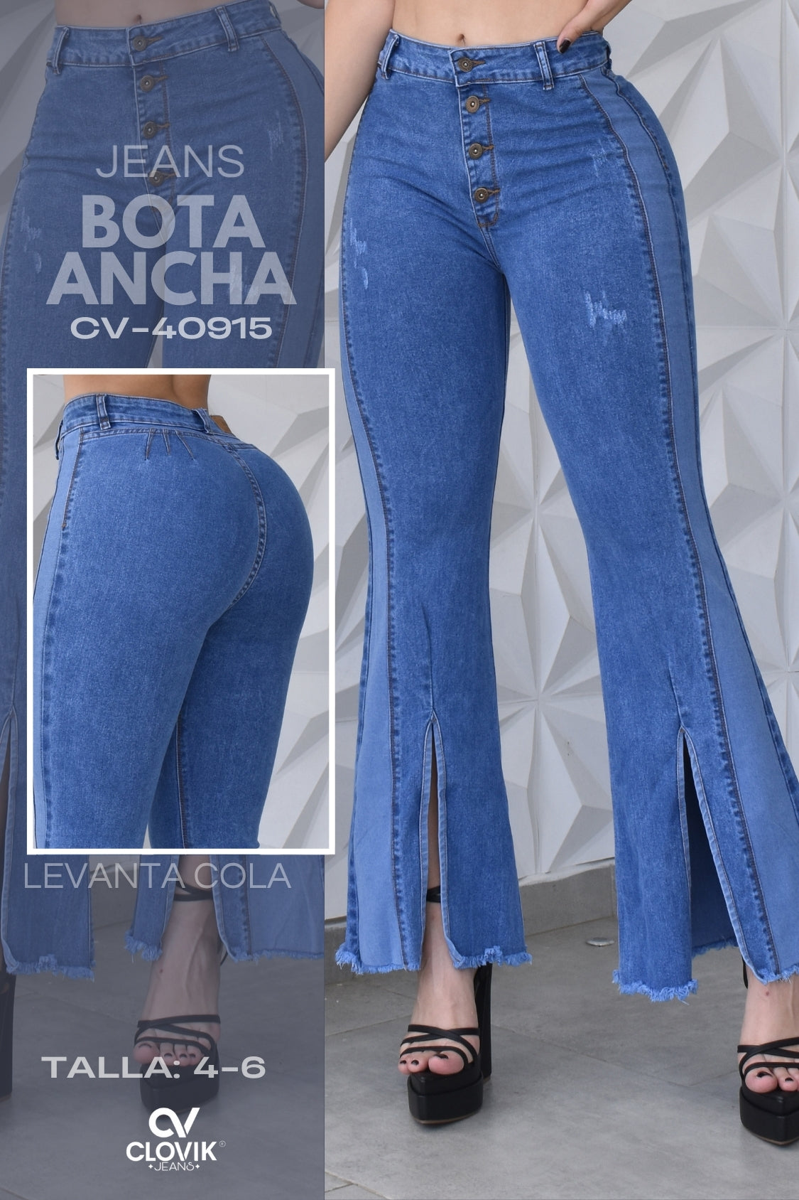 JEANS BOTA ANCHA PUSH UP REF. CV-40915