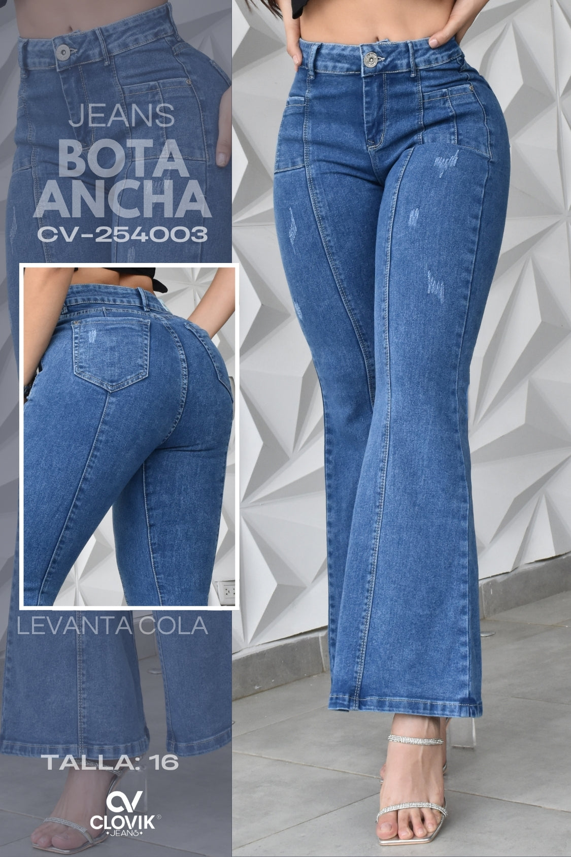 JEANS BOTA ANCHA PUSH UP REF. CV-254003