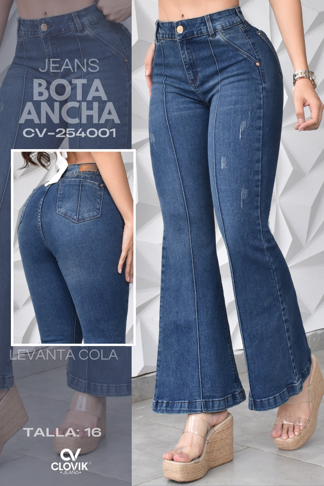 JEANS BOTA ANCHA PUSH UP REF. CV-254001