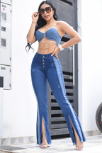JEANS BOTA ANCHA PUSH UP REF. CV-40912