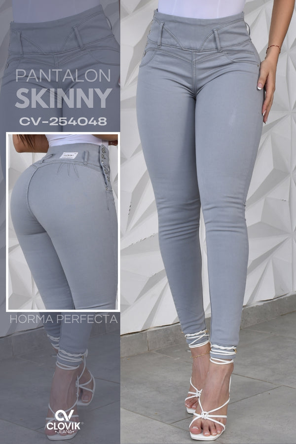 PANTALON SKINNY COLOR GRIS PUSH UP REF. CV-254048