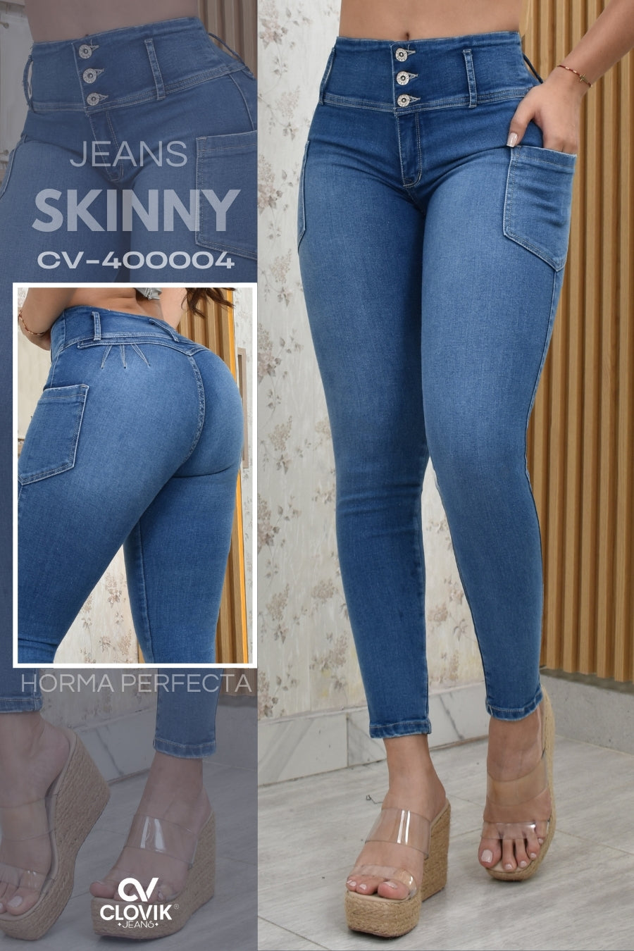 JEANS SKINNY CARGO PUSH UP REF. CV-400004