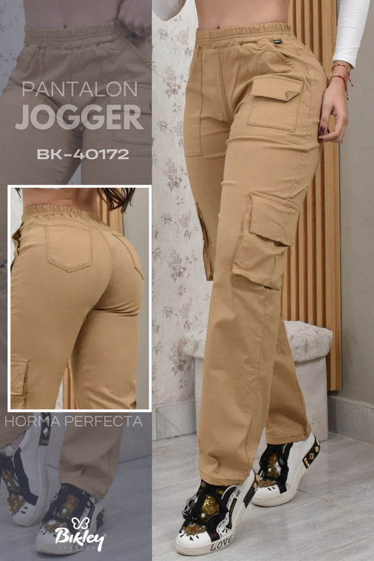 PANTALON JOGGER CARGO MANTECADO REF. BK-40172