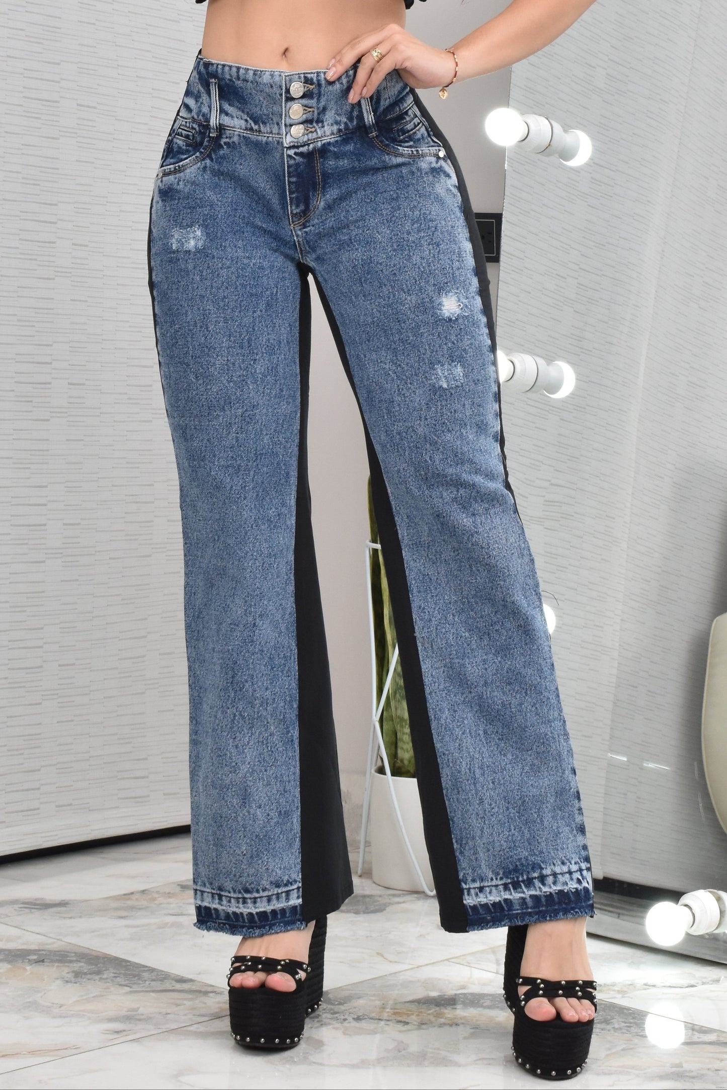 PANTALON BOTA RECTA BICOLOR REF. BK-254000