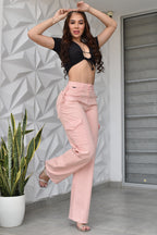 PANTALON ROSA PALAZZO CARGO REF. CV-40956