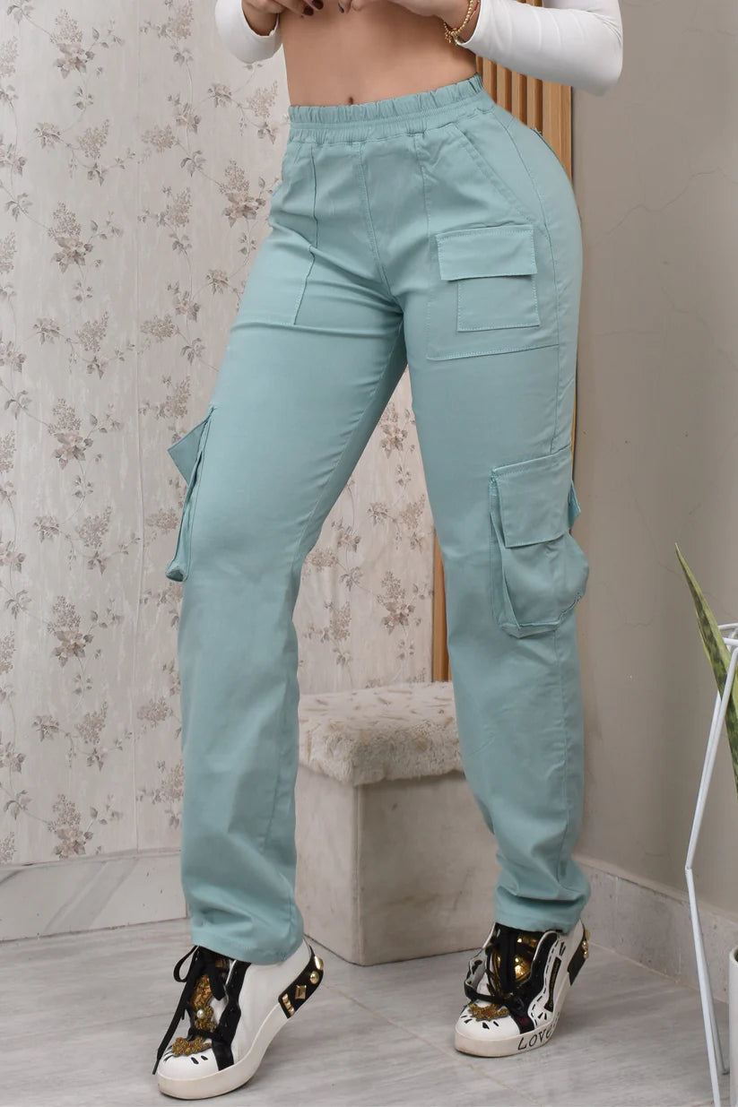 PANTALON JOGGER ESTILO CARGO VERDE AGUA REF. BK-40134