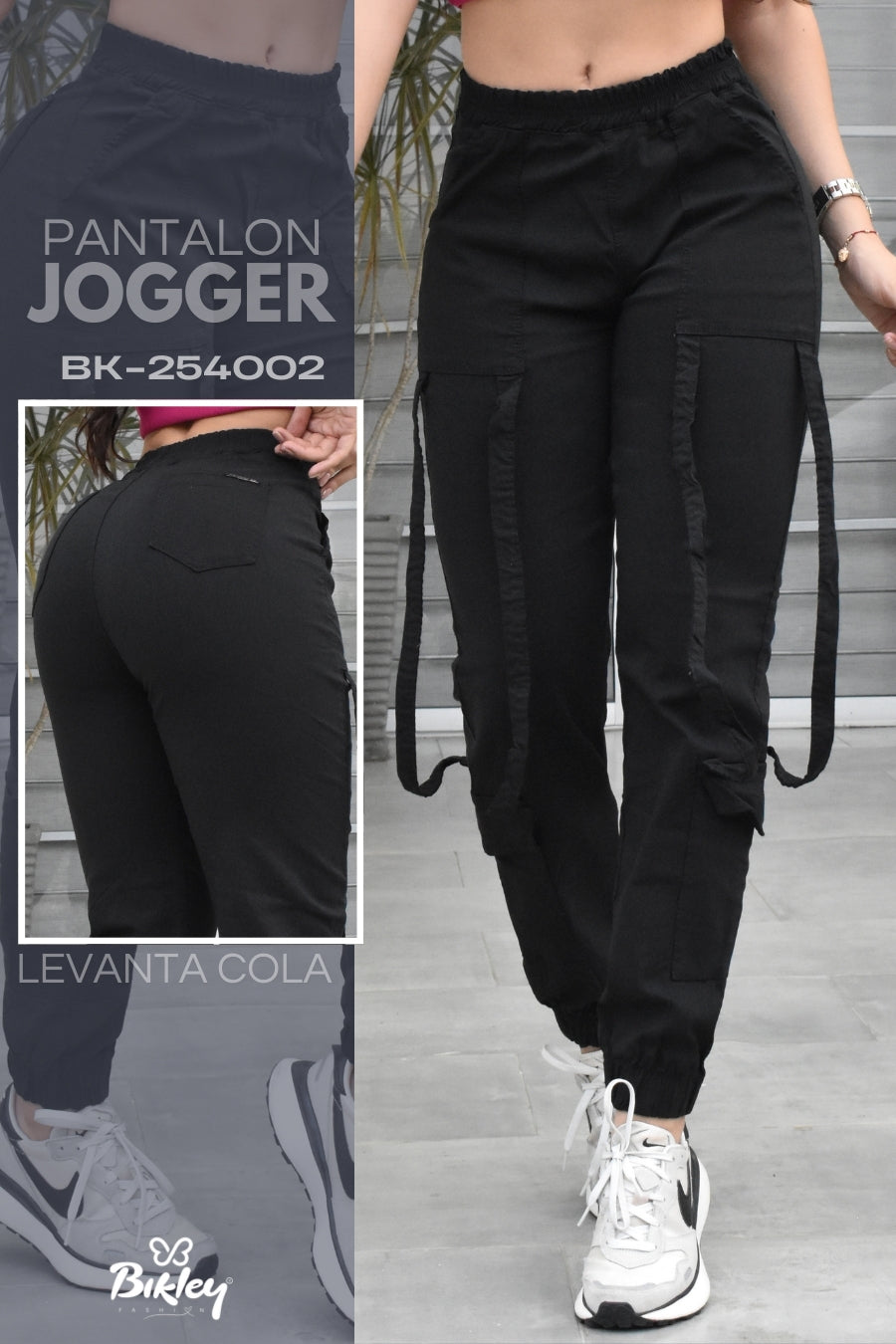 PANTALON JOGGER CARGO NEGRO BIKLEY REF. BK-254002