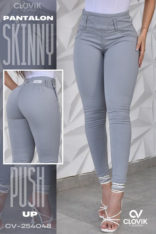 PANTALON SKINNY COLOR GRIS PUSH UP REF. CV-254048