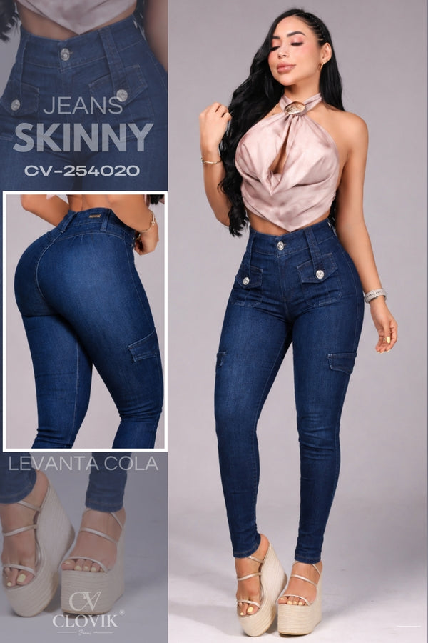JEANS SKINNY CARGO PUSH UP REF. CV-254020