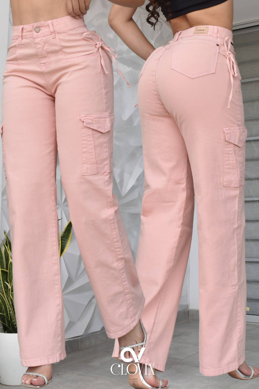 JEANS ROSA PALAZZO CARGO REF. CV-40956