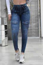 JEANS SKINNY, ESTILO CARGO HORMA PERFECTA REF. BK-254007
