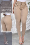 PANTALON SKINNY COLOR KAKI PUSH UP REF. CV-254051 SALE